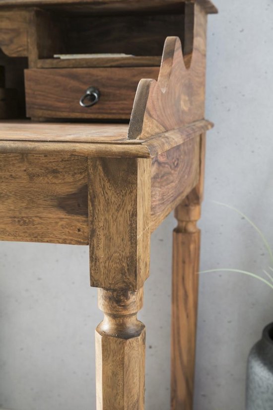 bureau KADA massief hout Sheesham | Secretaresse 115 x 100 x 60 cm met 3 laden | Console tafel in landelijke stijl