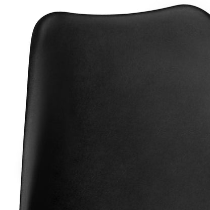 Set van 2 retro eetkamerstoelen zwart met zwarte poten | Scandinavisch gestoffeerde stoel met rugleuning | Keukenstoel bekleed met kunstleer