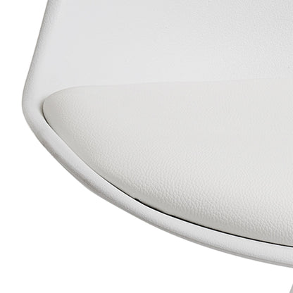 Set van 2 Retro Eetkamerstoelen Wit Scandinavisch | Rugleuning gestoffeerde stoel | Keukenstoel met witte poten | Stoel bekleed met kunstleer