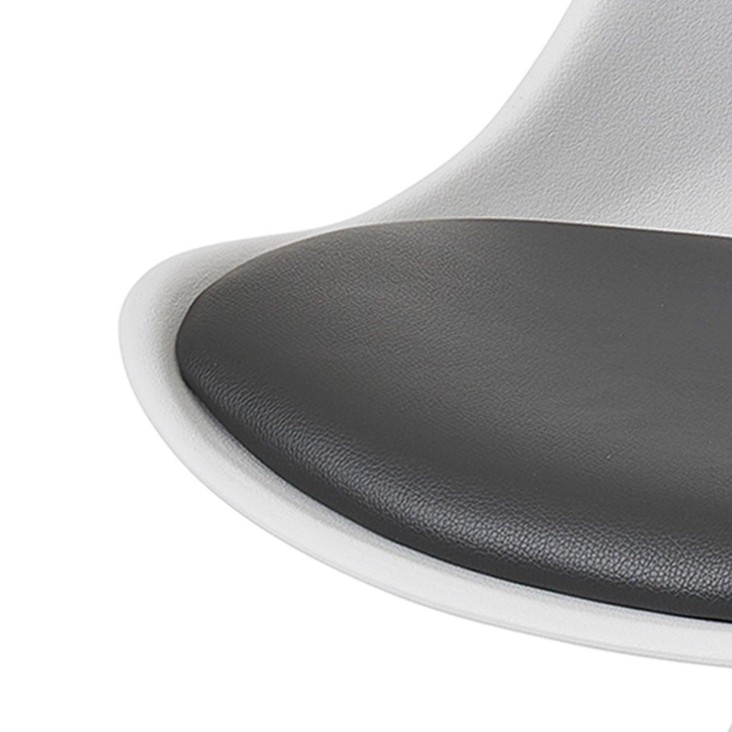 Set van 2 Retro Eetkamerstoelen Wit / Zwart Scandinavisch | Rugleuning gestoffeerde stoel | Keukenstoel met witte poten | Stoel bekleed met kunstleer