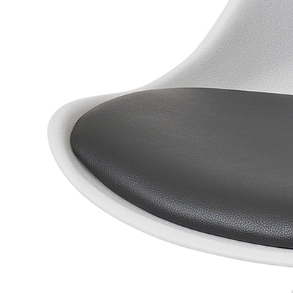 Set van 2 Retro Eetkamerstoelen Wit / Zwart Scandinavisch | Rugleuning gestoffeerde stoel | Keukenstoel met witte poten | Stoel bekleed met kunstleer