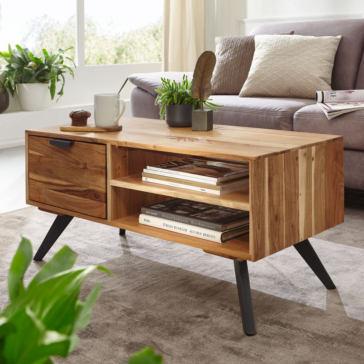 Salontafel 95x45x45 cm acacia salontafel massief hout