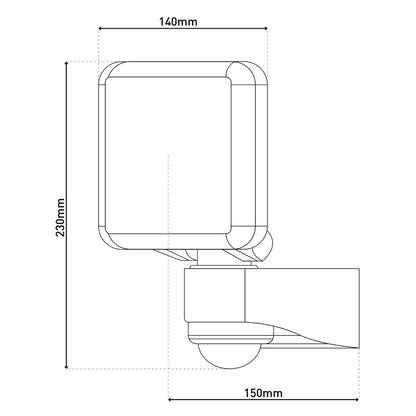 LED externe wandlamp "Jaro" met 360 ° bewegingsdetector, gemaakt van plastic in antraciet, met geïntegreerde LED