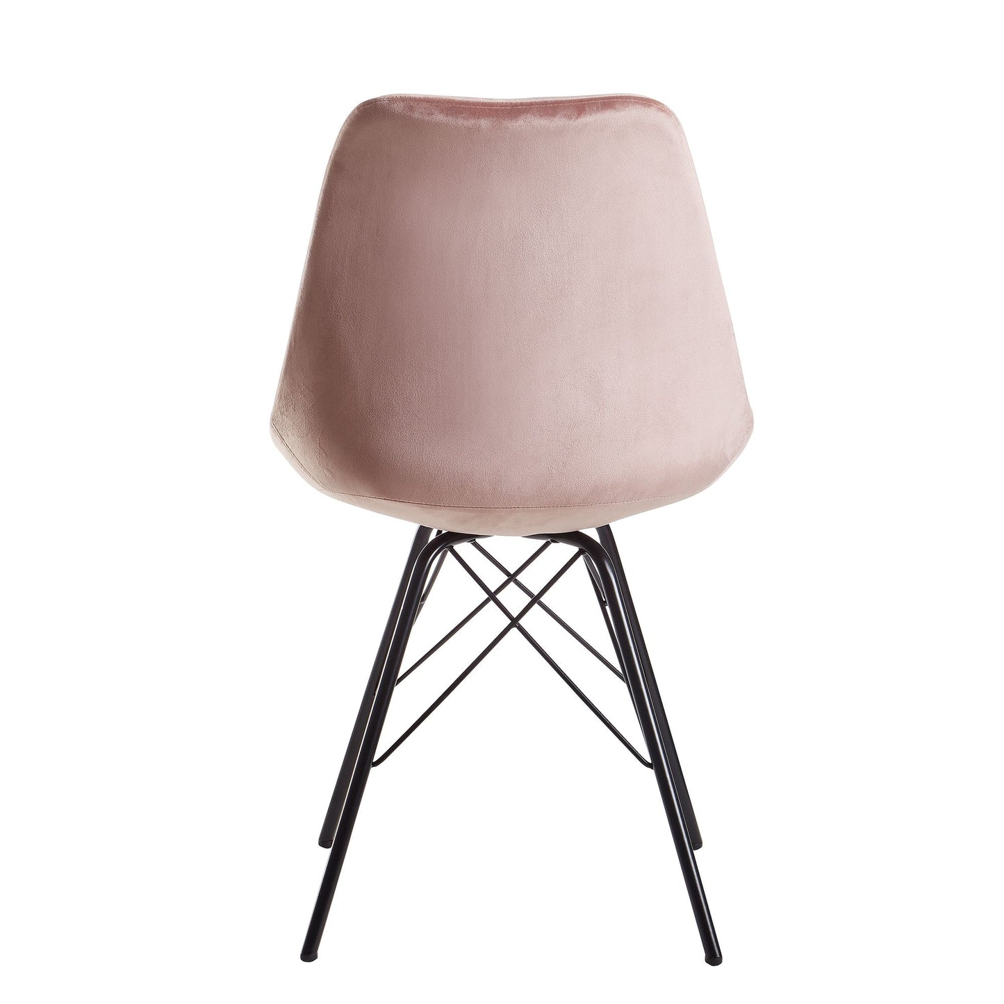 eetkamer  set van 2 fluwelen roze keukenstoelen met zwarte poten | Schelpstoel Scandinavisch design | Gestoffeerde stoel met stoffen bekleding | Gestoffeerde stoel