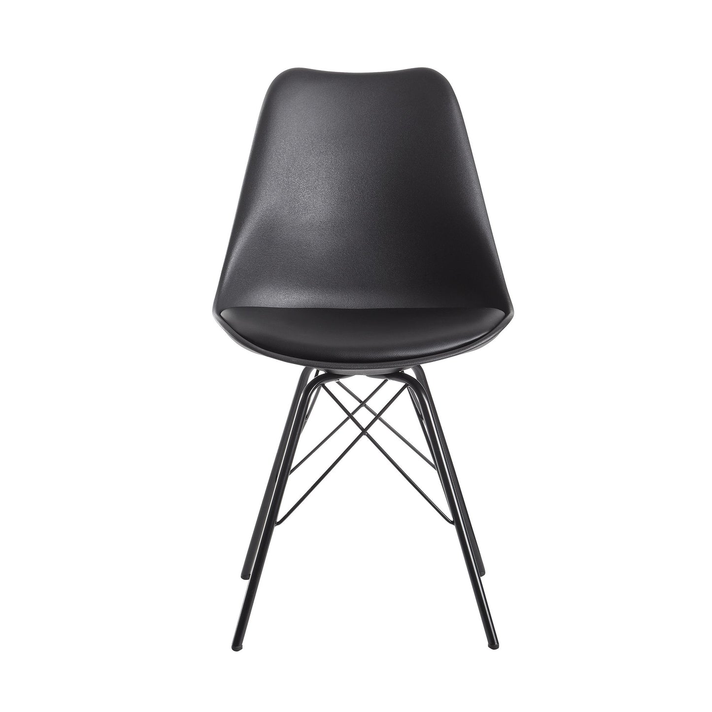 eetkamer  set van 2 zwarte keukenstoelen Scandinavisch design | Schelpstoel met kunstlederen bekleding | Gestoffeerde stoel Gestoffeerde stoel