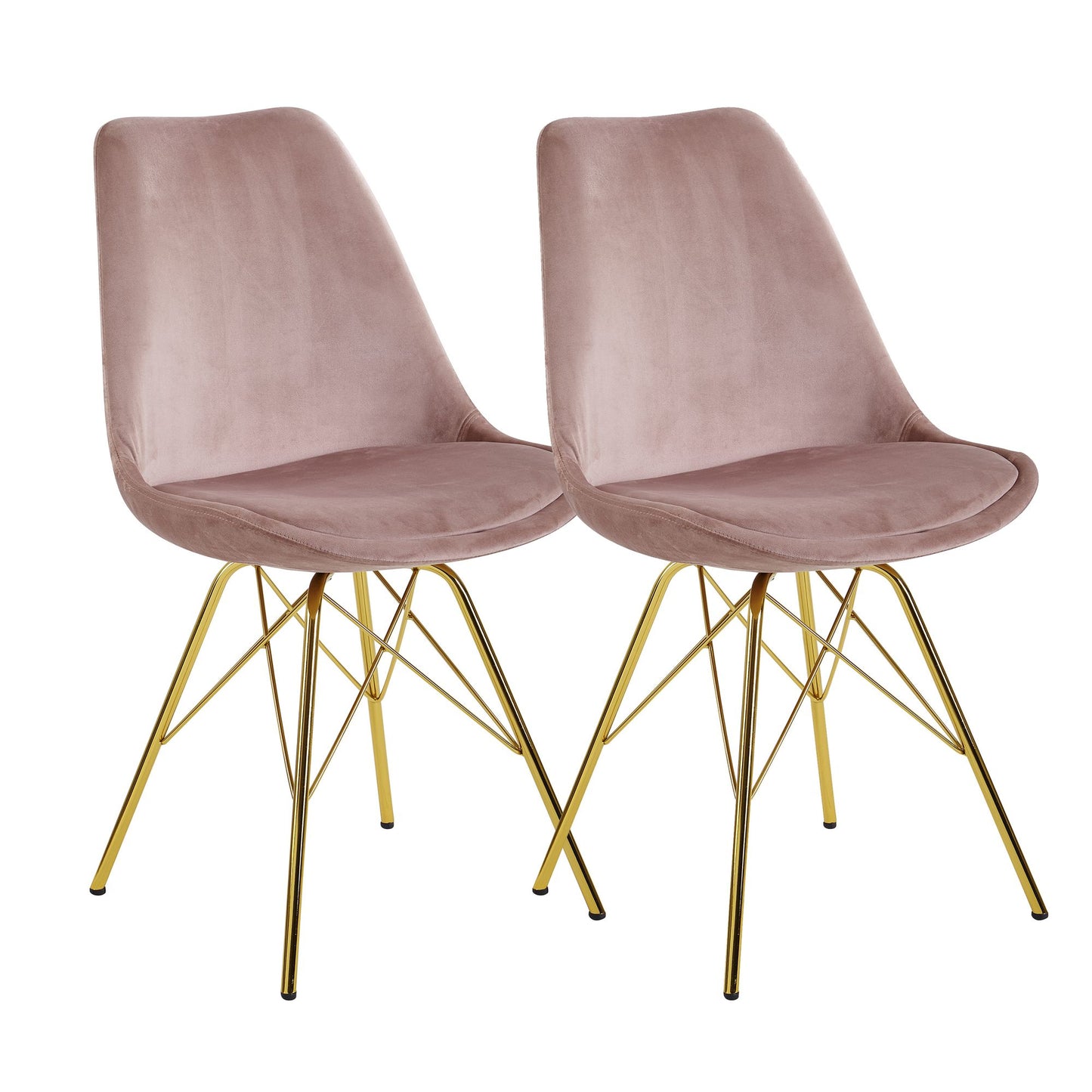 eetkamer  set van 2 fluwelen roze keukenstoelen met gouden poten | Schelpstoel Scandinavisch design | Gestoffeerde stoel met stoffen bekleding | Gestoffeerde stoel