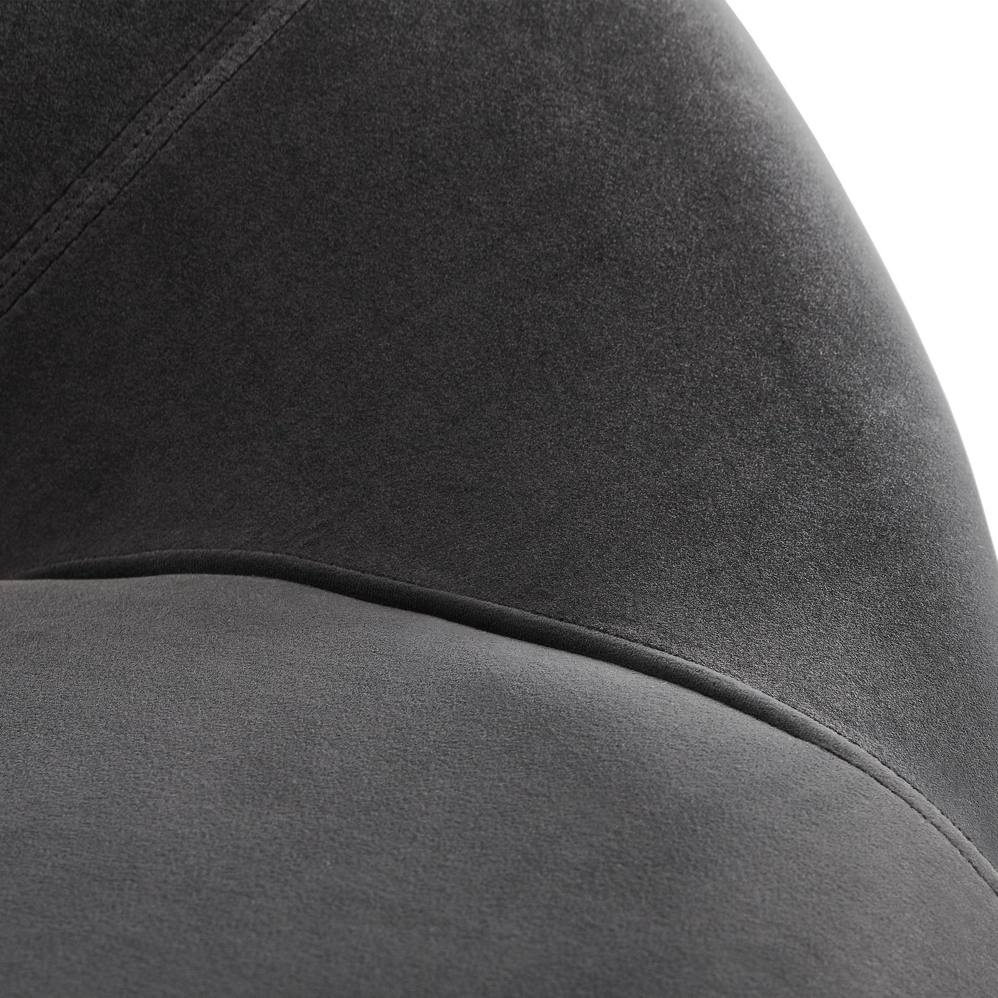 eetkamer  donkergrijze fluwelen keukenstoel met gouden poten | Shell stoel stof / metaal | Design gestoffeerde stoel | Stoel eetkamer gestoffeerd