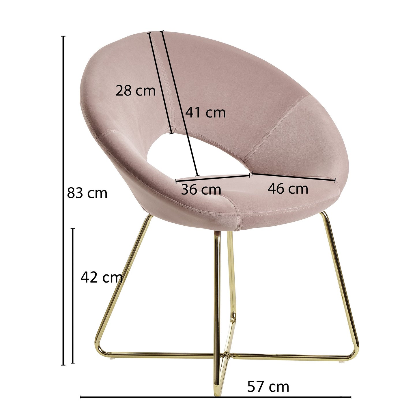 eetkamerstoel  roze fluwelen keukenstoel met gouden poten | Shell stoel stof / metaal | Design gestoffeerde stoel | Stoel eetkamer gestoffeerd