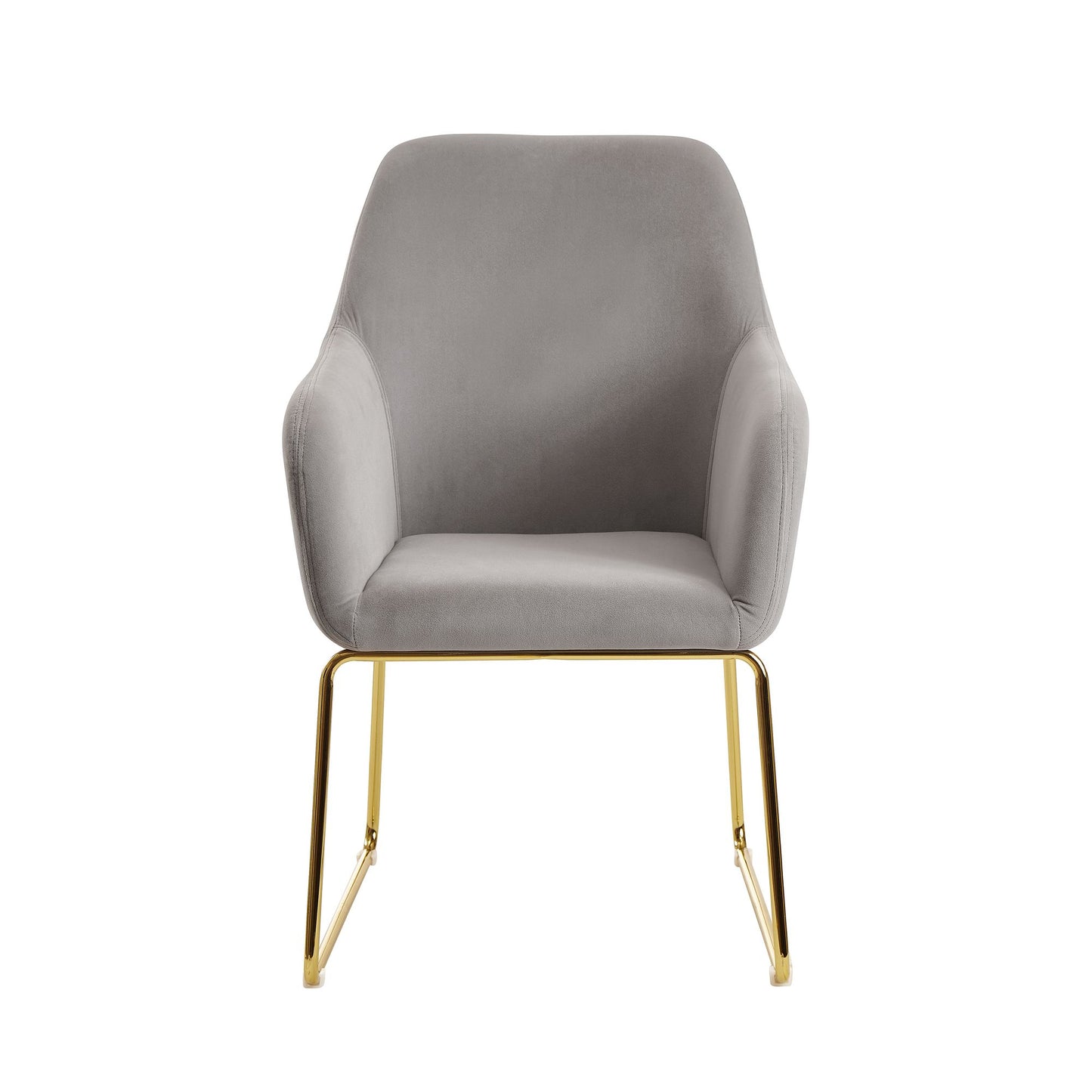 eetkamer  fluwelen lichtgrijze keukenstoel met gouden poten | Shell stoel stof / metaal | Design gestoffeerde eetkamerstoel | Gestoffeerde stoel