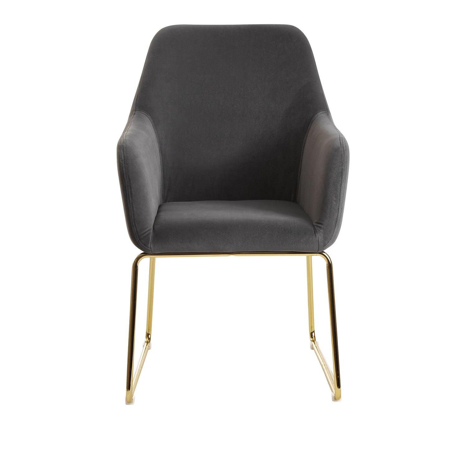 eetkamer  donkergrijze fluwelen keukenstoel met gouden poten | Shell stoel stof / metaal | Design gestoffeerde eetkamerstoel | Gestoffeerde stoel