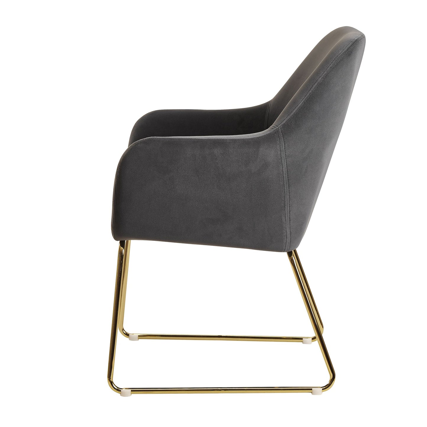 eetkamer  donkergrijze fluwelen keukenstoel met gouden poten | Shell stoel stof / metaal | Design gestoffeerde eetkamerstoel | Gestoffeerde stoel