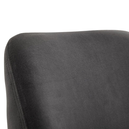 eetkamer  donkergrijze fluwelen keukenstoel met gouden poten | Shell stoel stof / metaal | Design gestoffeerde eetkamerstoel | Gestoffeerde stoel