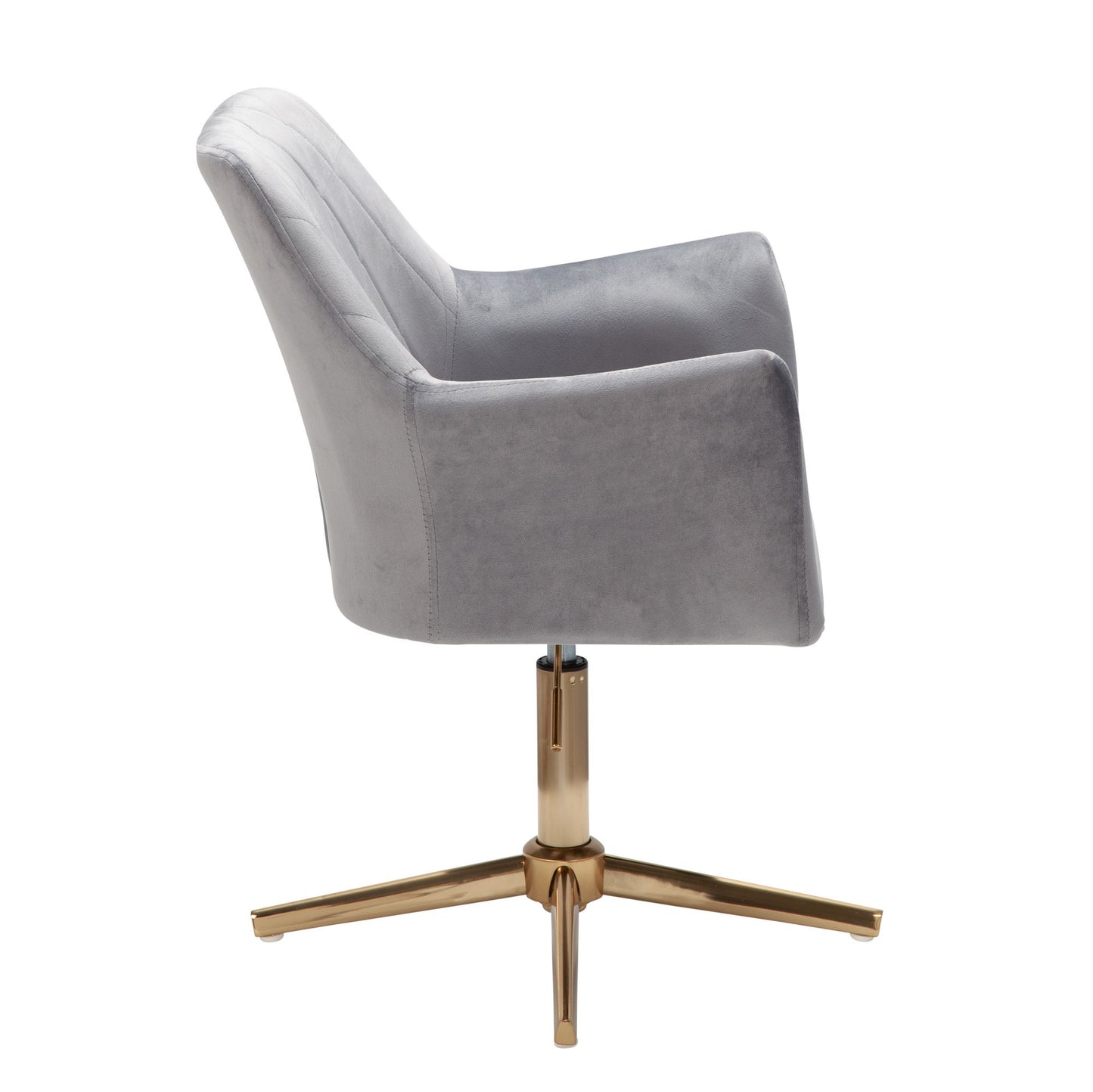 bureaustoel grijs velvet design draaifauteuil met rugleuning | kuipstoel 120 kg in hoogte verstelbaar | Werkstoel zonder wielen | Stoel bureau thuiskantoor Draaibaar