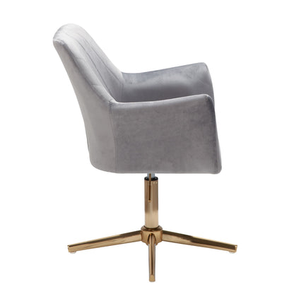bureaustoel grijs velvet design draaifauteuil met rugleuning | kuipstoel 120 kg in hoogte verstelbaar | Werkstoel zonder wielen | Stoel bureau thuiskantoor Draaibaar