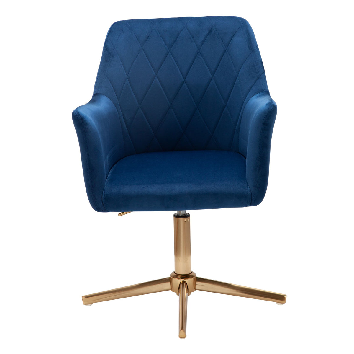 Bureaustoel donkerblauw velvet design, draaifauteuil met rugleuning