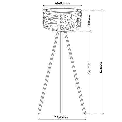 Staande lamp "Finja" gemaakt van natuurlijk gekleurde plastic/holzimitatie, met E27-versieverlichting voor woonkamer, eetkamer of kantoor, 148 cm hoog