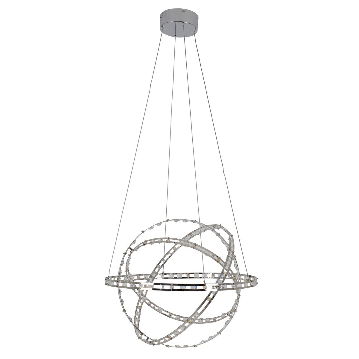 LED -hanglamp "Cosmos" metaal en plastic in chroom, Ø60 cm, met stevig ingebouwde LED's, verlichting voor woonkamer, eetkamer of kantoor.