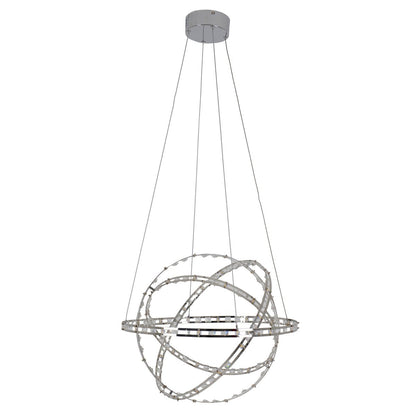 LED -hanglamp "Cosmos" metaal en plastic in chroom, Ø60 cm, met stevig ingebouwde LED's, verlichting voor woonkamer, eetkamer of kantoor.