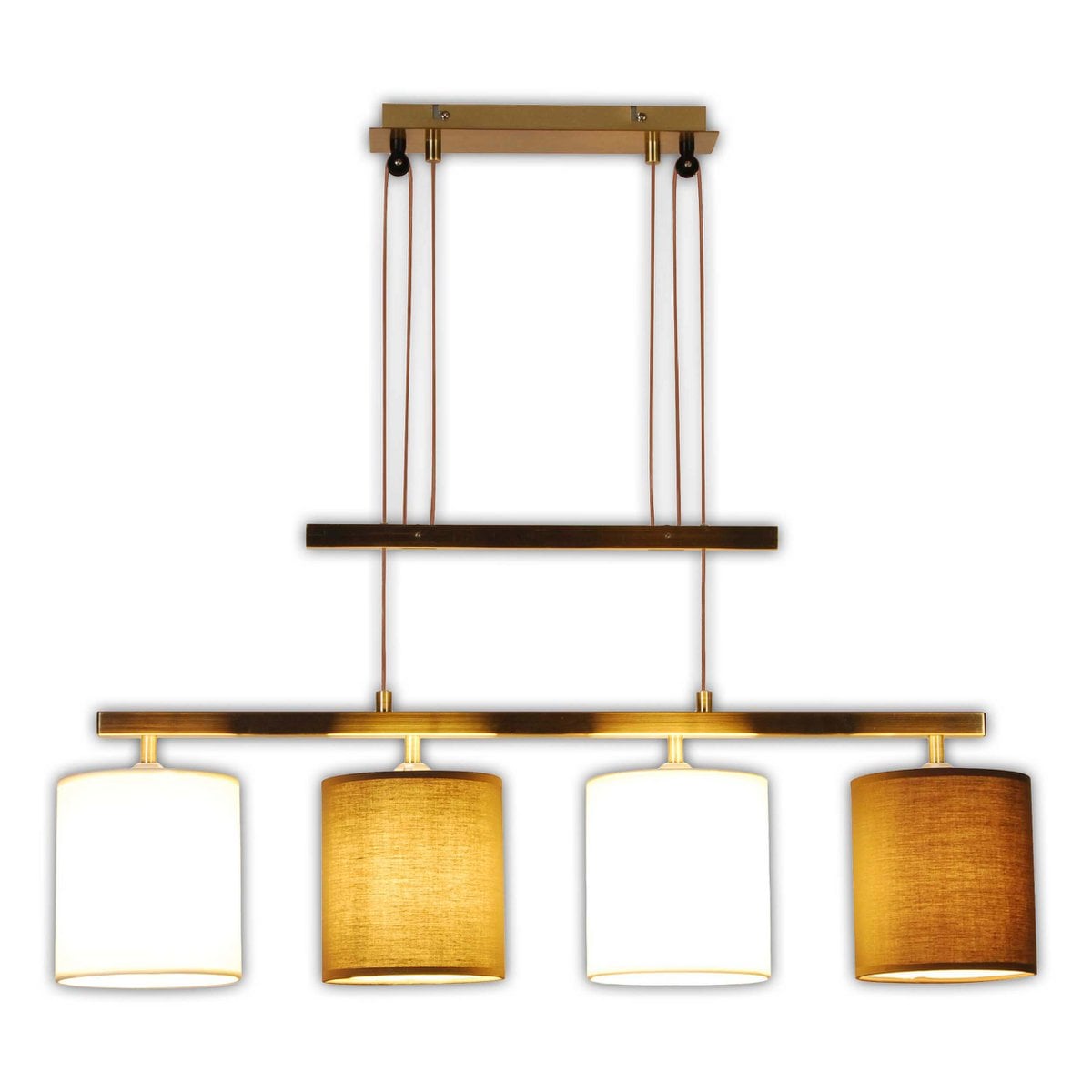 4 hanglamp "tilde", klassieke metalen slinger lamp in bruin en beige, met E27 -versies, hanglamphoogte verstelbaar en 86 cm lang, ideaal als eetkamerlicht