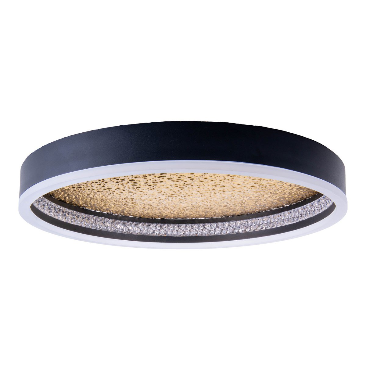 LED -plafondlamp Arany, plafondlamp gemaakt van metaal en plastic in zwart, met stevig ingebouwde LED's, dimbare, 40 cm diameter