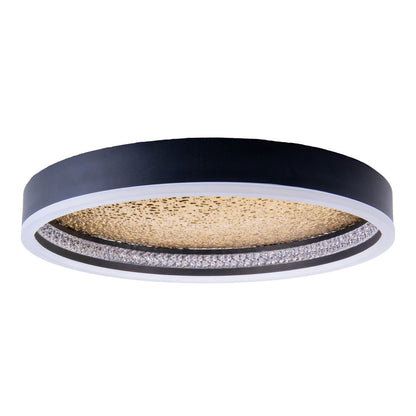 LED -plafondlamp Arany, plafondlamp gemaakt van metaal en plastic in zwart, met stevig ingebouwde LED's, dimbare, 40 cm diameter