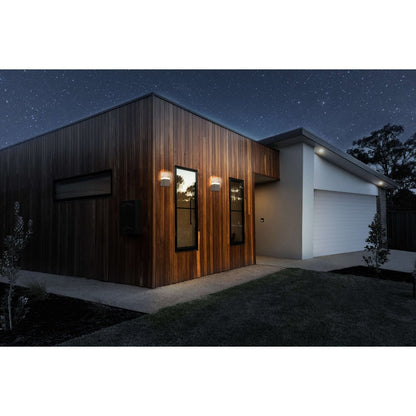 LED externe wandlamp "Leah" gemaakt van metaal en plastic in stalen blanke, geïntegreerde LED