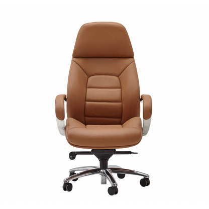 design bureaustoel hoes echt leer caramel bureaustoel tot 120 kg | XXL design directiestoel, in hoogte verstelbaar | Ergonomische bureaustoel met armleuningen & hoge rugleuning | rocker-functie: