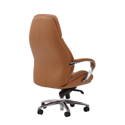 design bureaustoel hoes echt leer caramel bureaustoel tot 120 kg | XXL design directiestoel, in hoogte verstelbaar | Ergonomische bureaustoel met armleuningen & hoge rugleuning | rocker-functie: