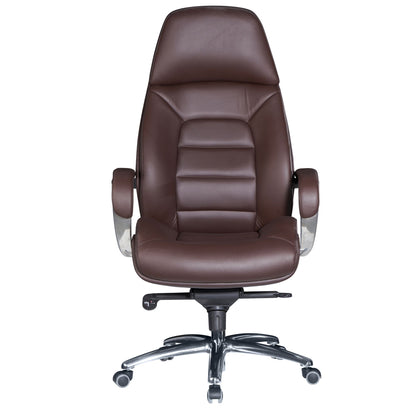 design bureaustoel hoes echt leer bruine bureaustoel tot 120 kg | XXL design directiestoel, in hoogte verstelbaar | Ergonomische bureaustoel met armleuningen & hoge rugleuning | Rocker-functie