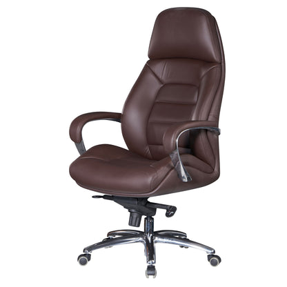 design bureaustoel hoes echt leer bruine bureaustoel tot 120 kg | XXL design directiestoel, in hoogte verstelbaar | Ergonomische bureaustoel met armleuningen & hoge rugleuning | Rocker-functie