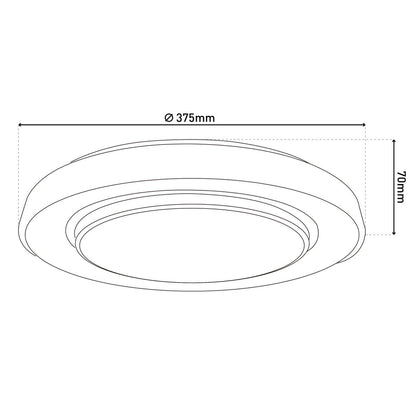 LED -plafondlamp "Monterey" Ø 37,5 cm, vele functies, gemaakt van metaal en plastic in het zwart, met geïntegreerde LED's, verlichting voor woonkamers, gang of kantoor