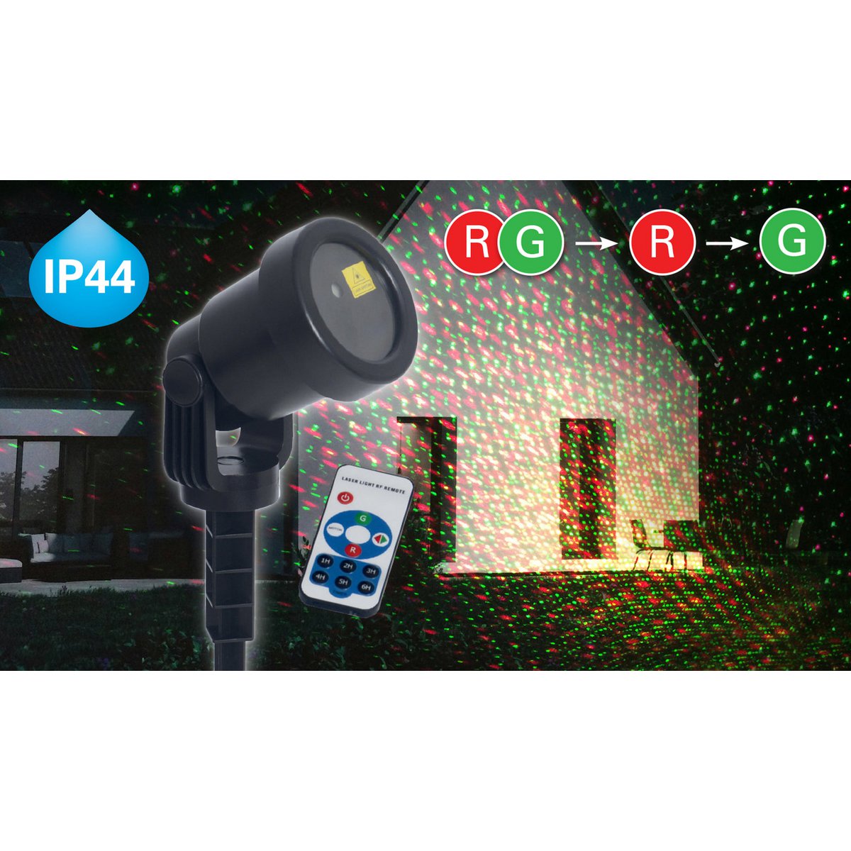 Laser buiten spion met projector, spies gemaakt van plastic, kleurrijk, met geïntegreerde LED, spotlight voor buiten