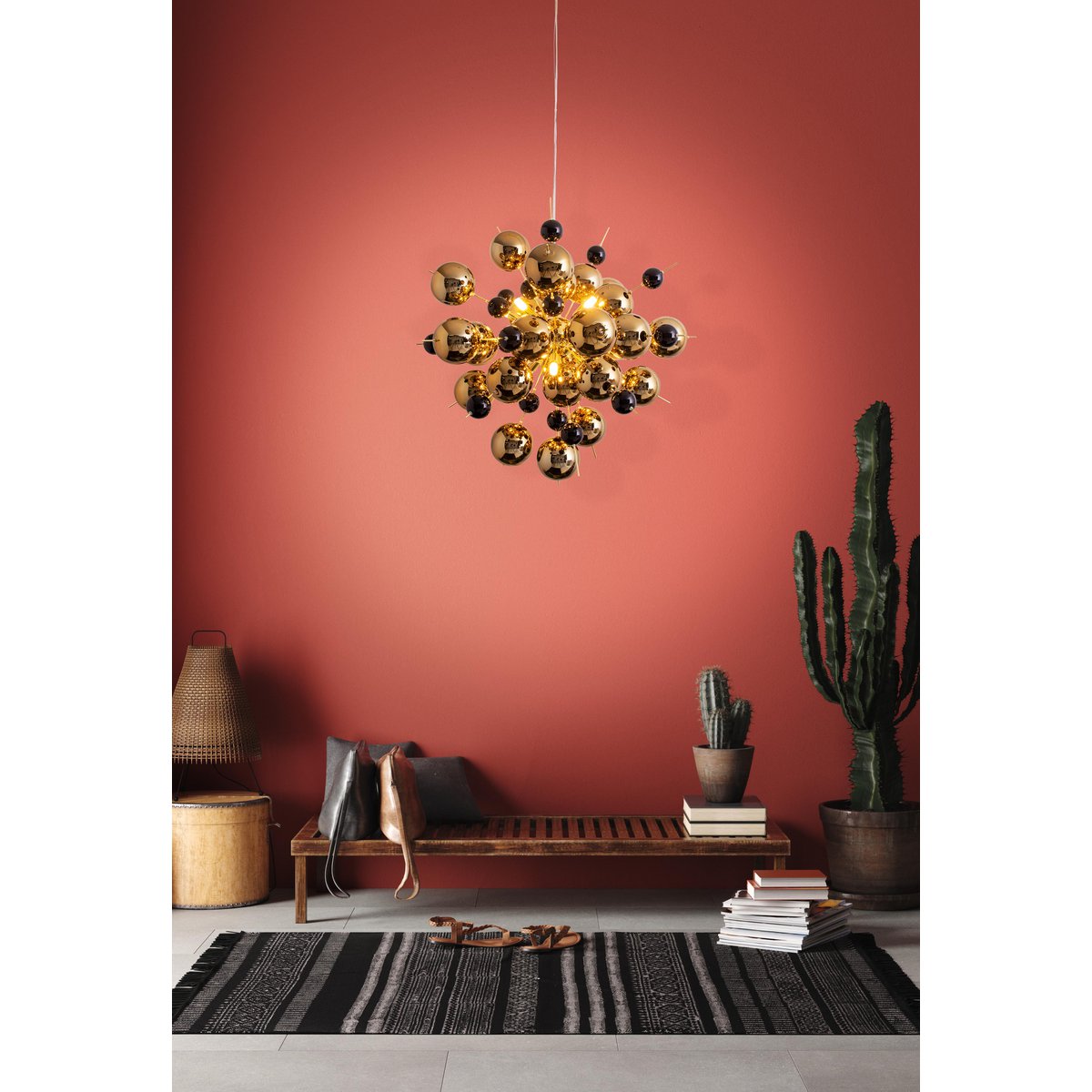 Hanger lamp "explosie" van metaal en glas, G9 -versies, hangende lamp voor eetkamer, woonkamer, gang of kantoor, Øca. 65 cm