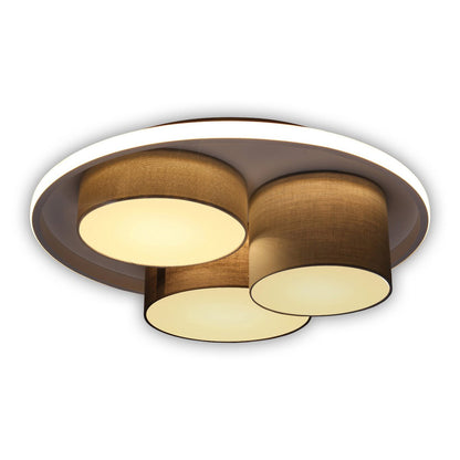 3-geleide plafondlicht "Eppan" Ø 56 cm, gemaakt van metaal, plastic en textiel in grijs, geïntegreerde LED's, verlichting voor woonkamer, kantoor of toegangsruimte