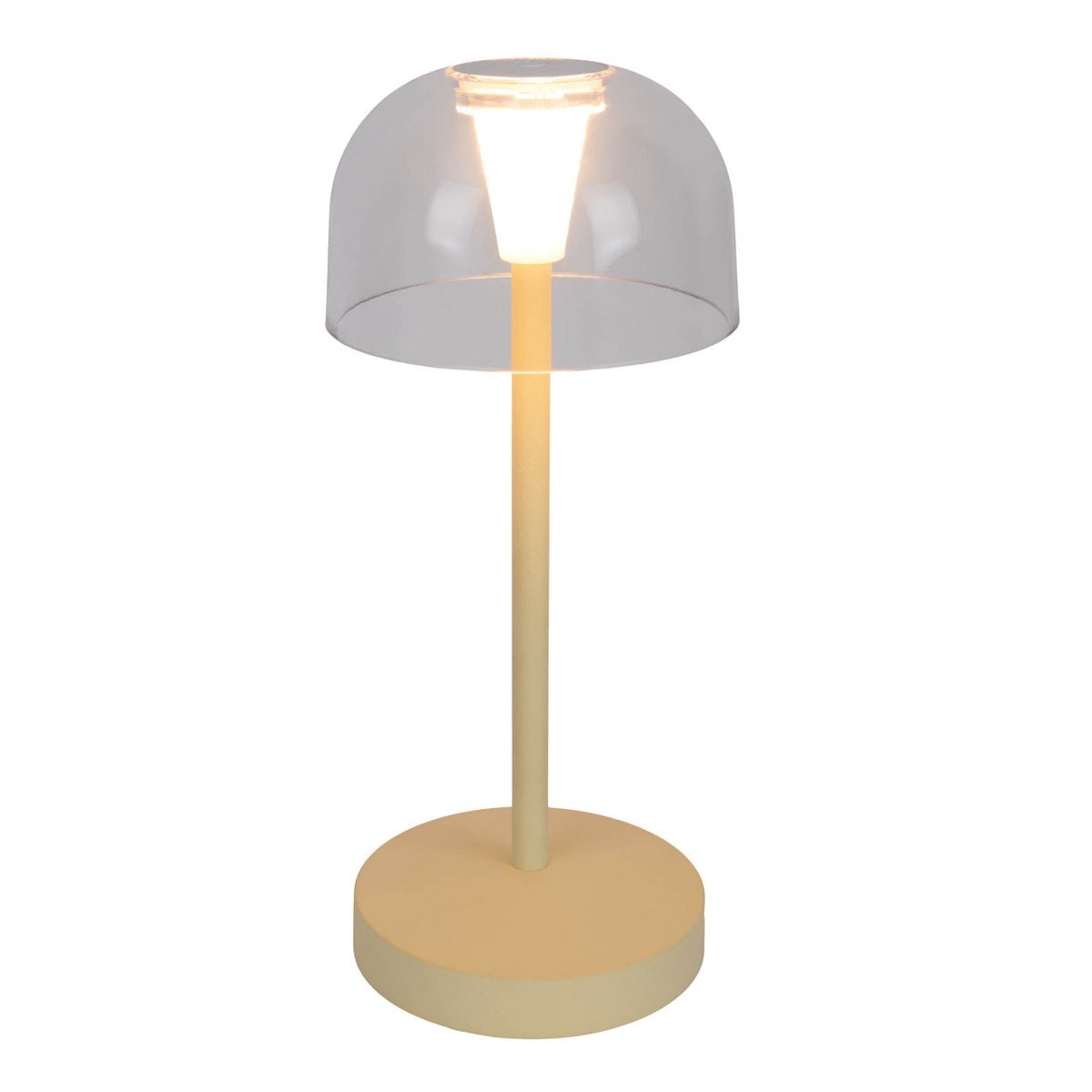 2-ex-ingestelde LED-batterijtafellamp "Gomba" voor buiten en binnen, gemaakt van metaal en plastic in geel, 18,5 cm hoog