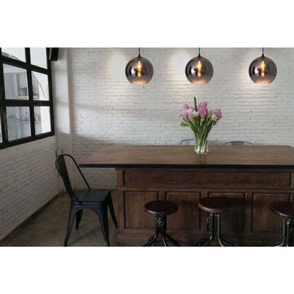 Hanglamp "vaso", kogellampglas, hangende lamp, metaal en rookglas in antraciet, E27 -aansluiting, voor eetkamer, woonkamer, gang of kantoor, met een Øvon 25 cm