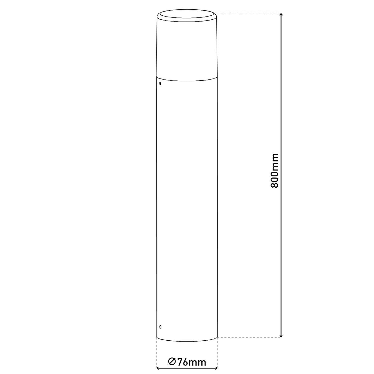 Buitenbasisbasis "Torcia" 80 cm hoog, gemaakt van metaal en plastic in zwart, E27