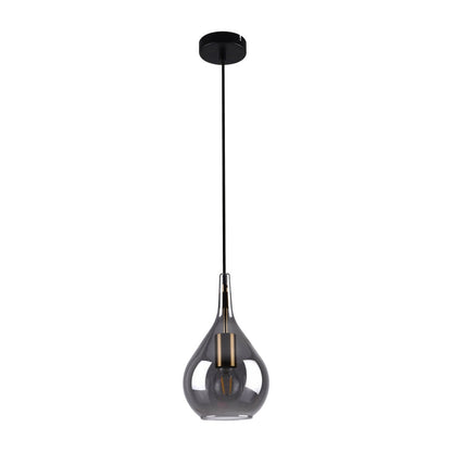 Hanger lamp "gota", retro klassieke hanglamp gemaakt van zwart rookglas Ø 20 cm, met E27 -versies, 150 hoog, ideaal voor eetkamer, woonkamer en keuken.