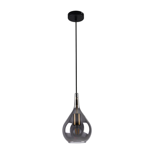 Hanger lamp "gota", retro klassieke hanglamp gemaakt van zwart rookglas Ø 20 cm, met E27 -versies, 150 hoog, ideaal voor eetkamer, woonkamer en keuken.