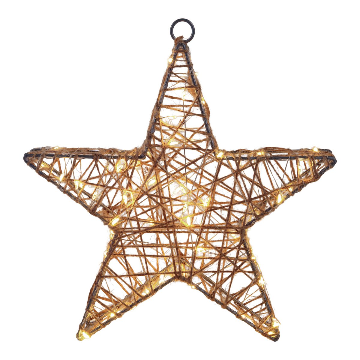 2 Set LED-kerstdecoratie "Metal Star" Ø 25 cm-Christmas Decoraties gemaakt van metaal en textiel in de natuur, met stevig ingebouwde LED's