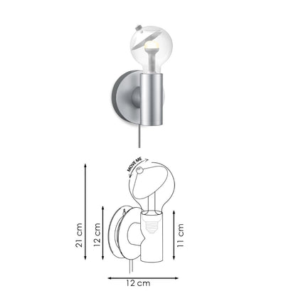 Home Sweet Home Wandlamp Move Me - Wally Cone 5.5W 2700K grijs-zilver