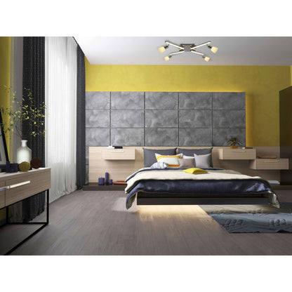 LED -plafondlicht "Ibiza" 68 cm lang, gemaakt van chroom -gekleurd metaal, glas en plastic