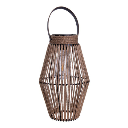 LED ZONNELIJKE LICHT "KORBINIAN" voor tuin en terras, decoratieve lamp gemaakt van metalen en plastic koordbedekking in de natuur, LED's stevig geïnstalleerd, zonnelamp voor buiten 30 x 18 cm