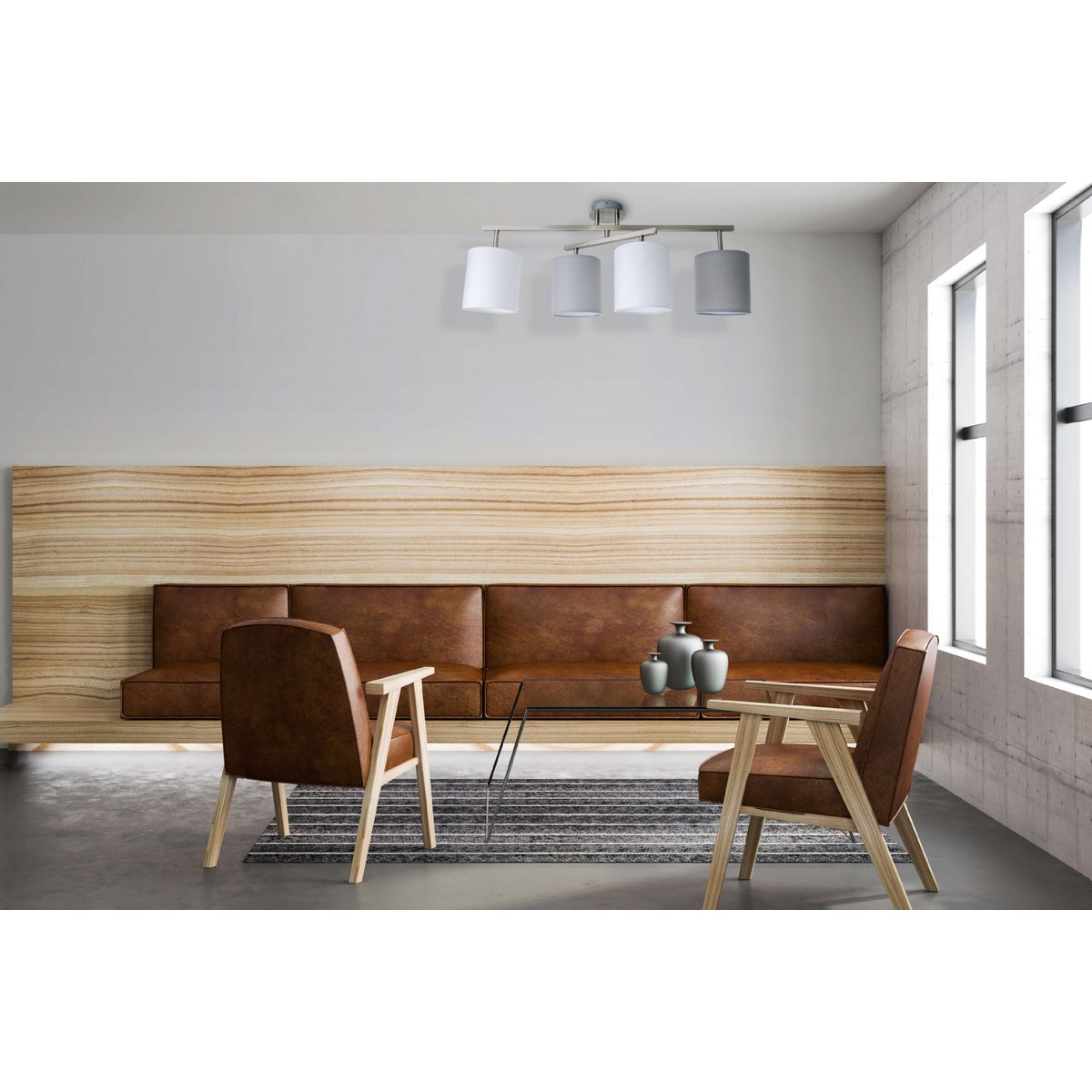 4 plafondlamp "tilde", klassieke metalen plafondlamp en textiel in grijs met E27 -aansluiting, 82 cm lang, de paraplu's zijn verstelbaar, ideaal voor woonkamer, eetkamer en slaapkamer