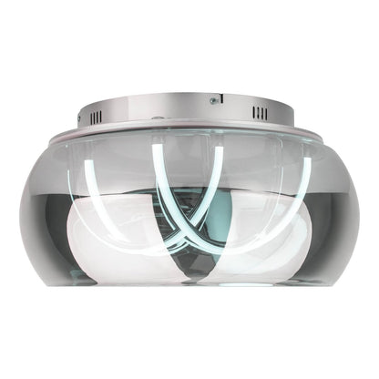 LED -plafondlicht "Malou" Ø 45 cm, 23,5 cm hoog, gemaakt van metaal, rookglas, geïntegreerde LED's, warm wit