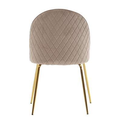 design eetkamerstoel set van 2 velours beige gestoffeerd | Keukenstoelstof met gouden poten | Schelpstoel Scandinavisch | Gestoffeerde stoel met fluwelen bekleding