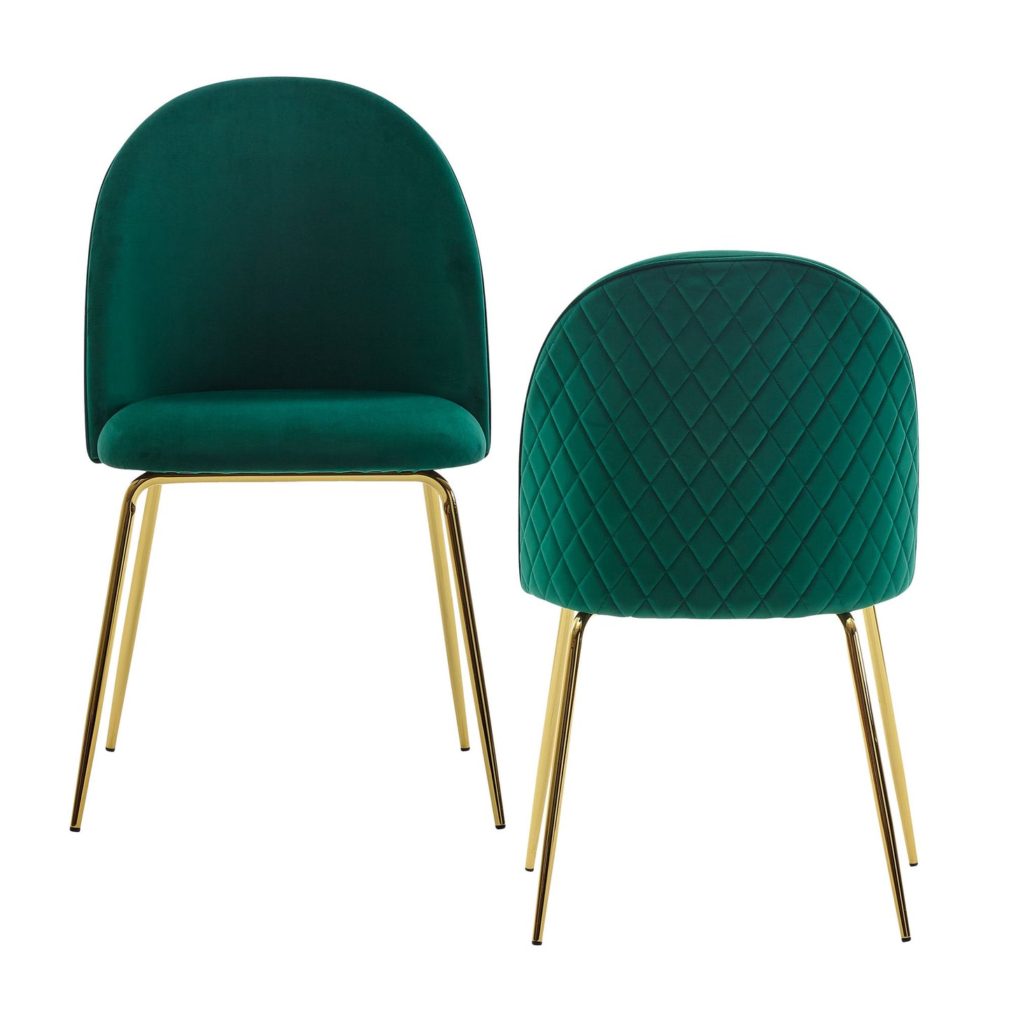 design eetkamerstoel set van 2 fluweel groen gestoffeerd | Keukenstoelstof met gouden poten | Schelpstoel Scandinavisch | Gestoffeerde stoel met fluwelen bekleding
