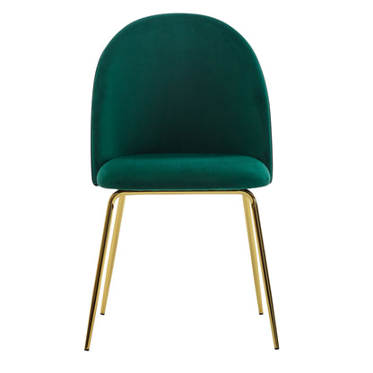 design eetkamerstoel set van 2 fluweel groen gestoffeerd | Keukenstoelstof met gouden poten | Schelpstoel Scandinavisch | Gestoffeerde stoel met fluwelen bekleding