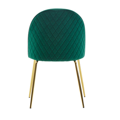 design eetkamerstoel set van 2 fluweel groen gestoffeerd | Keukenstoelstof met gouden poten | Schelpstoel Scandinavisch | Gestoffeerde stoel met fluwelen bekleding