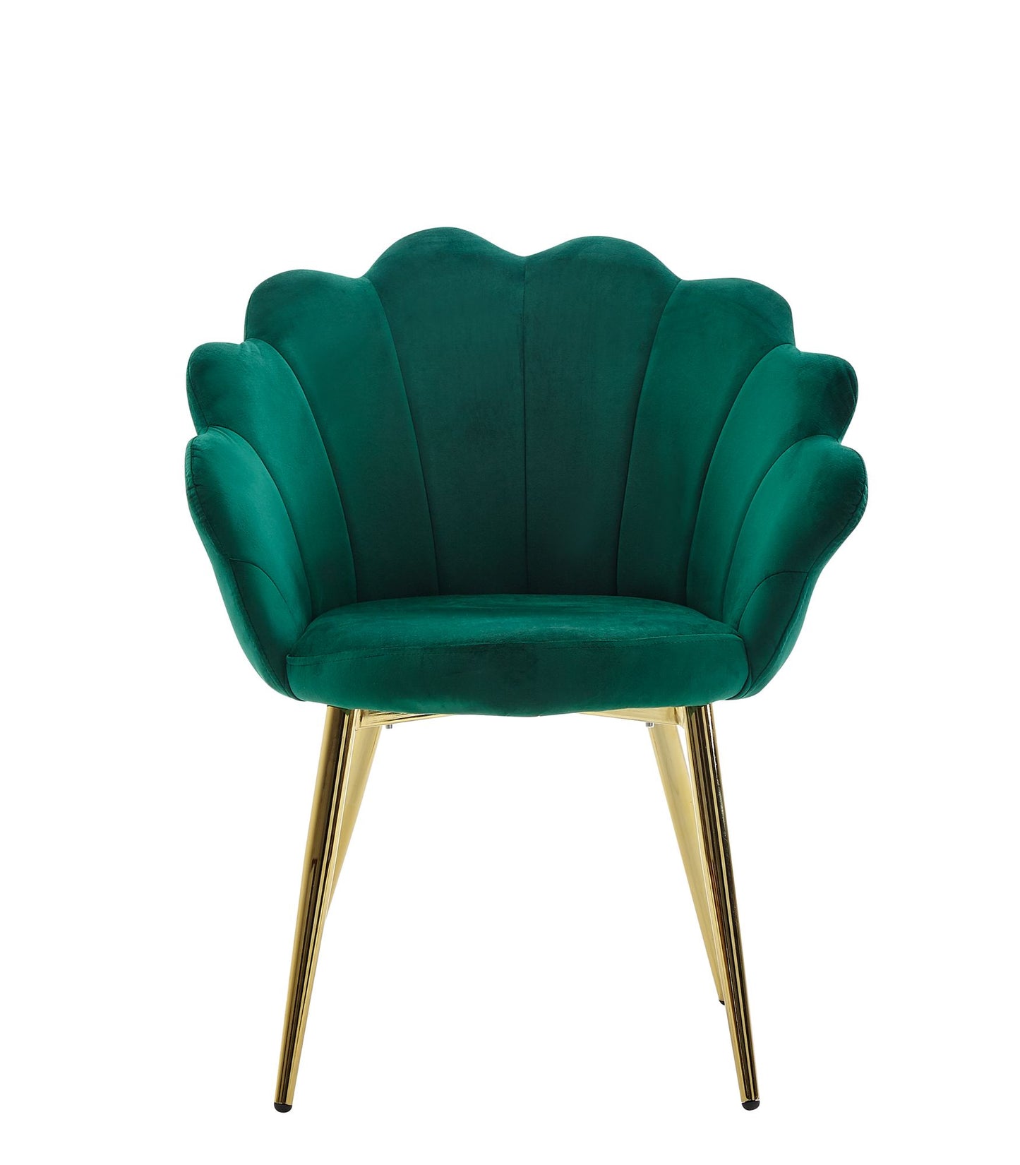 eetkamerstoel tulp fluweel groen gestoffeerd | Keukenstoel met goudkleurige poten | Shell stoel Scandinavisch design | Gestoffeerde stoel met stoffen bekleding